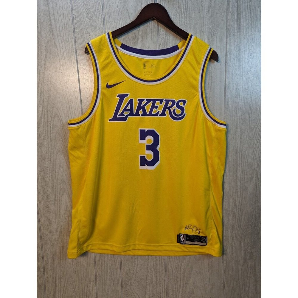 Nike Lakers Anthony Davis  3 City Jersey Golden Yellow Size XXL 2XL 56